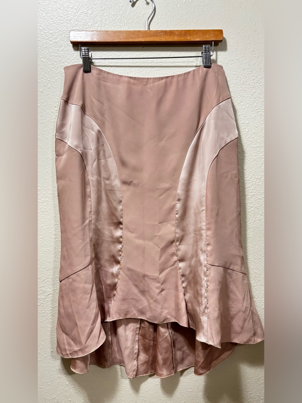 Latina life Blush Pink Satin Panel Flared Skirt